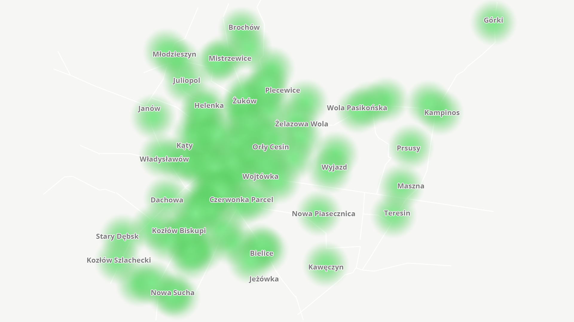 Teoretyczny zasięg Internetu 5Ghz w Sochaczewie